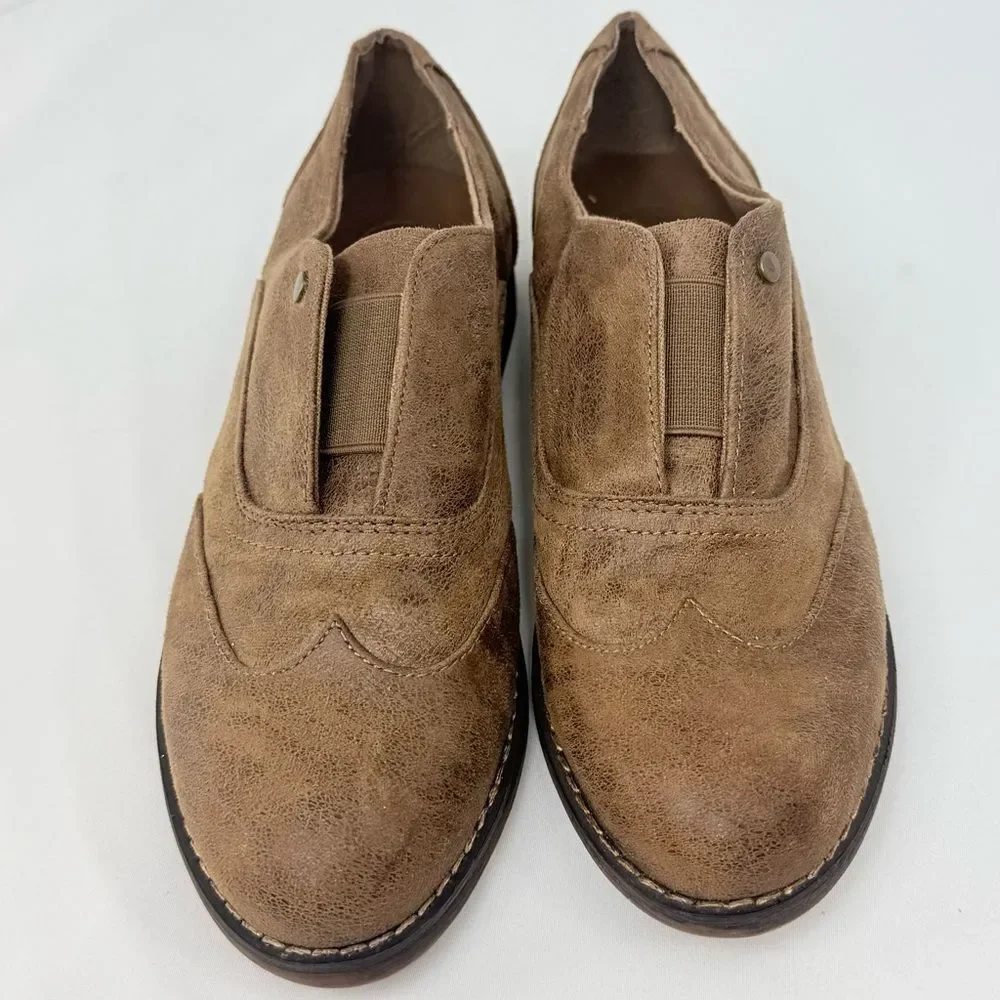 Bullboxer B-52 Brown Faux Suede Leather Slip On Oxford Loafer Shoes